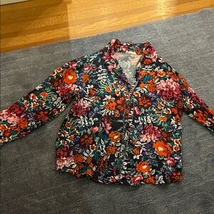 Anthropologie Multicolor Floral Button Down Shirt